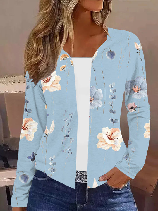 Damen Langarm-Cardigan mit floralen Mustern R&B