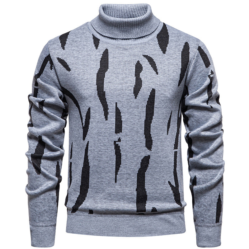 Herren modischer Pullover mit Stehkragen und einzigartigem Muster