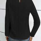 Damen elegante Bluse mit Spitzeneinsätzen und detailliertem Lochmuster R&B