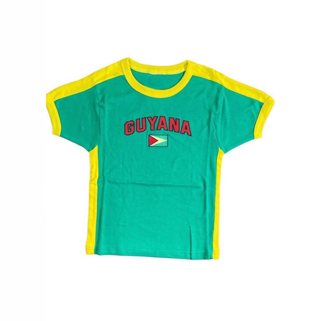 Damen T-Shirt mit kulturellem Schriftzug und Flaggenmotiv R&B