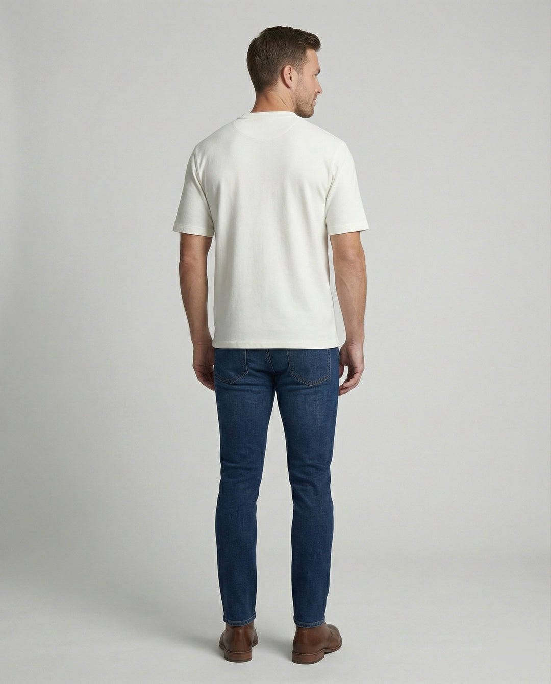 Lässiges Herren Henley T-Shirt aus Roma-Stoff Loose Fit Kurzarm Shirt