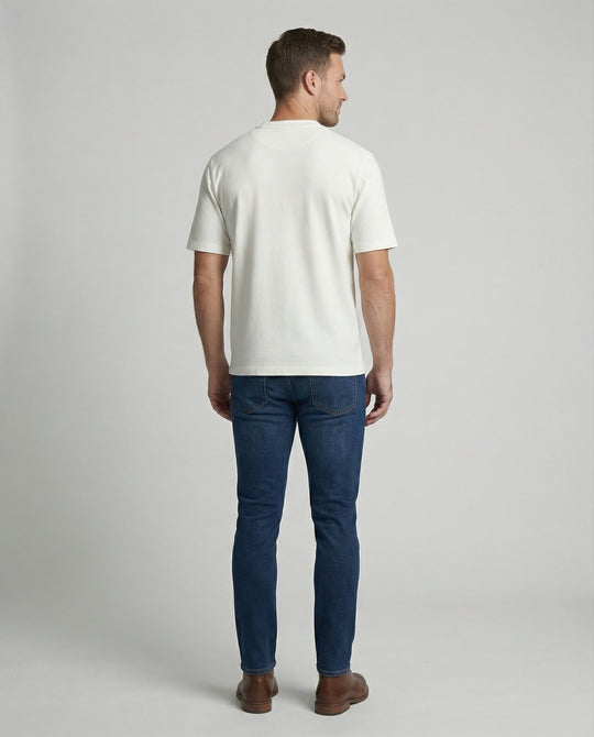 Lässiges Herren Henley T-Shirt aus Roma-Stoff Loose Fit Kurzarm Shirt