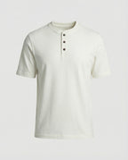 Lässiges Herren Henley T-Shirt aus Roma-Stoff Loose Fit Kurzarm Shirt