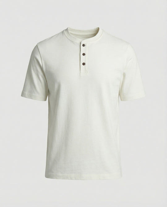 Lässiges Herren Henley T-Shirt aus Roma-Stoff Loose Fit Kurzarm Shirt
