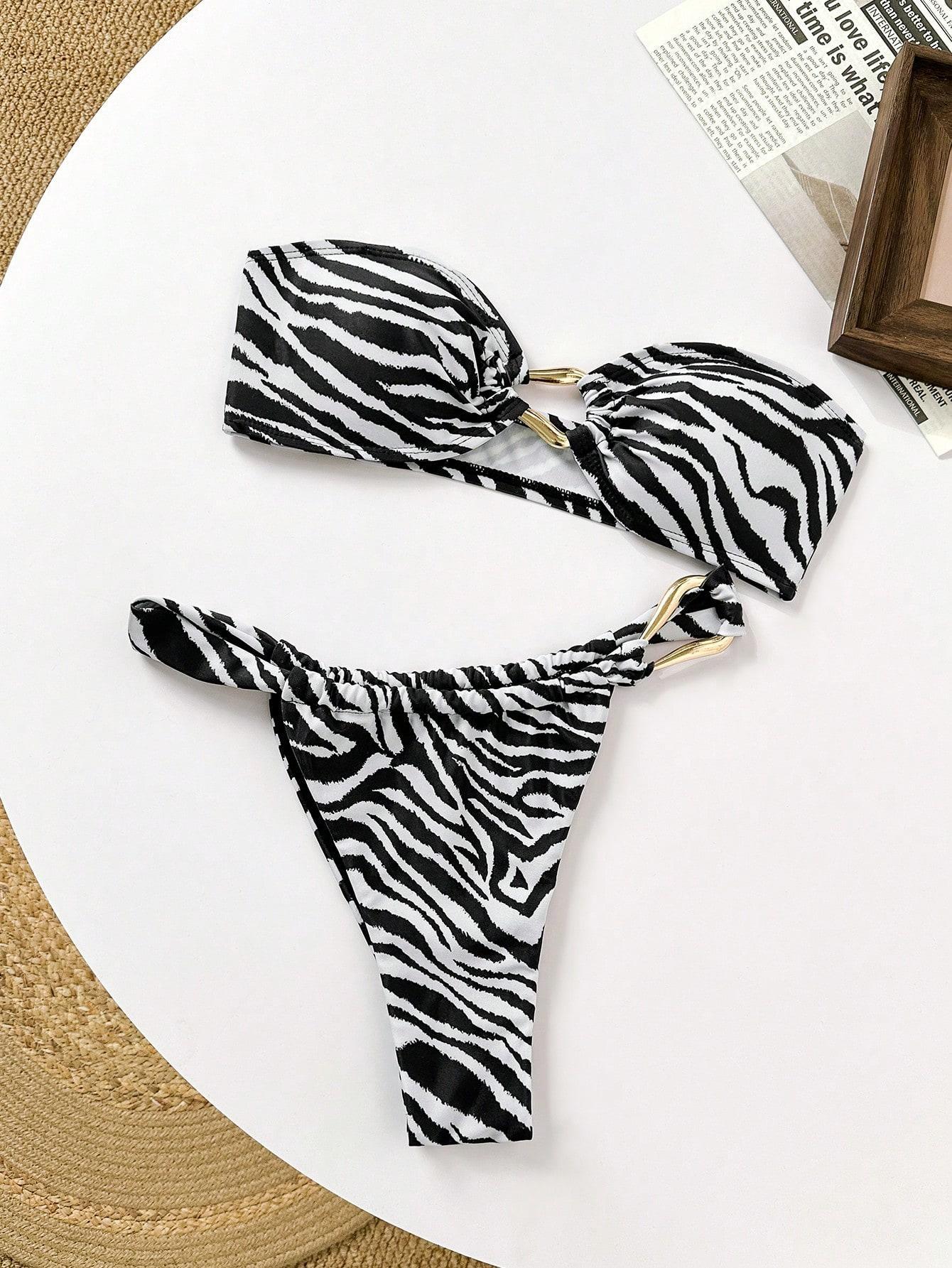 Damen Bandeau-Bikini mit dekorativem Schmuckdetail R&B