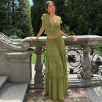 Damen Elegantes Maxikleid mit Spitzenoberteil und fließendem Saum R&B