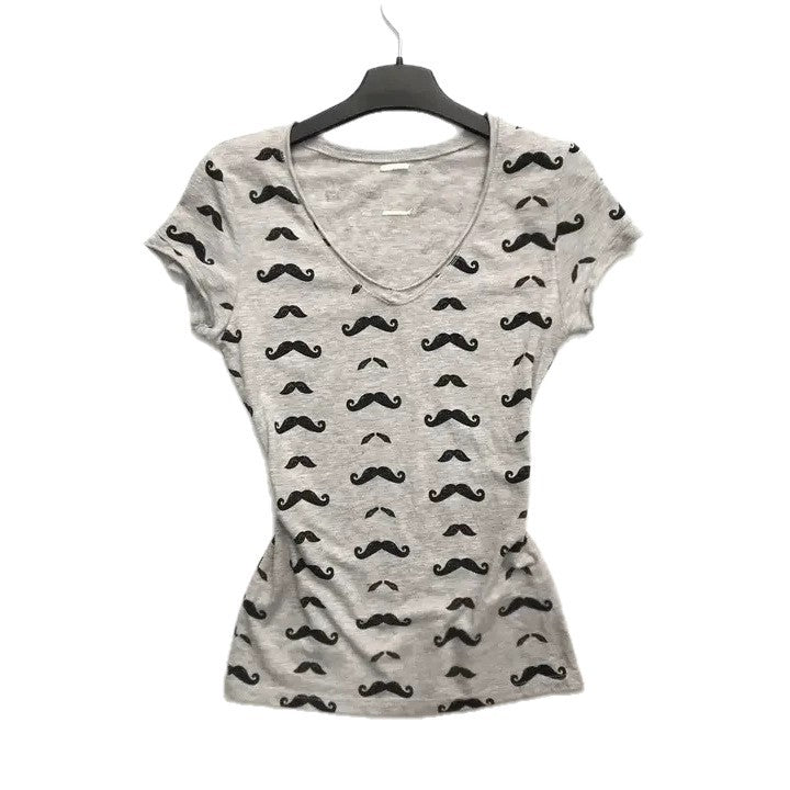 Damen T-Shirt mit kreativem Schnurrbart-Design R&B