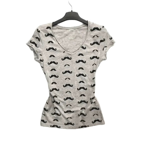 Damen T-Shirt mit kreativem Schnurrbart-Design R&B