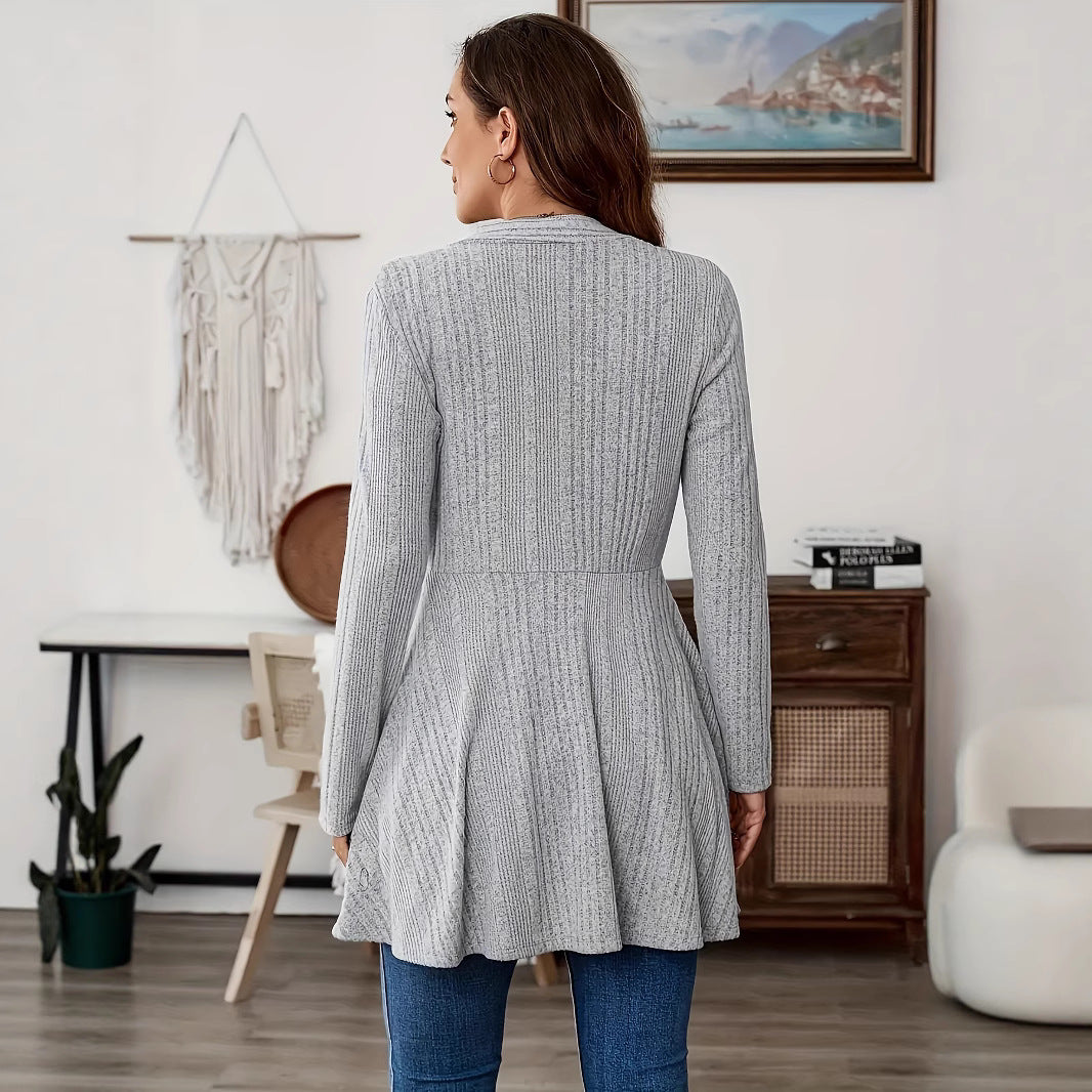 Damen Lange Strickjacke mit schwingendem Saum R&B
