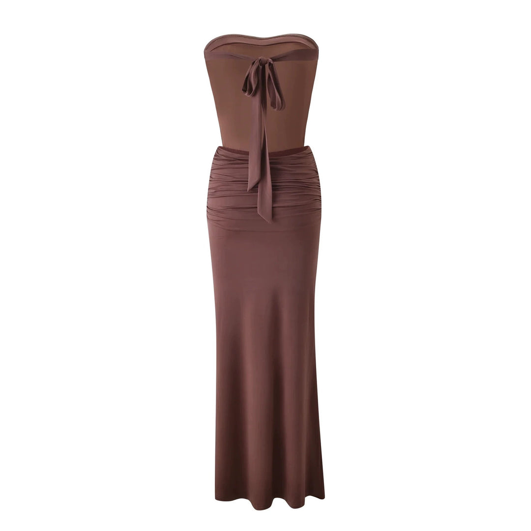 Damen Langes, figurbetontes Maxikleid mit gerafftem Oberteil R&B