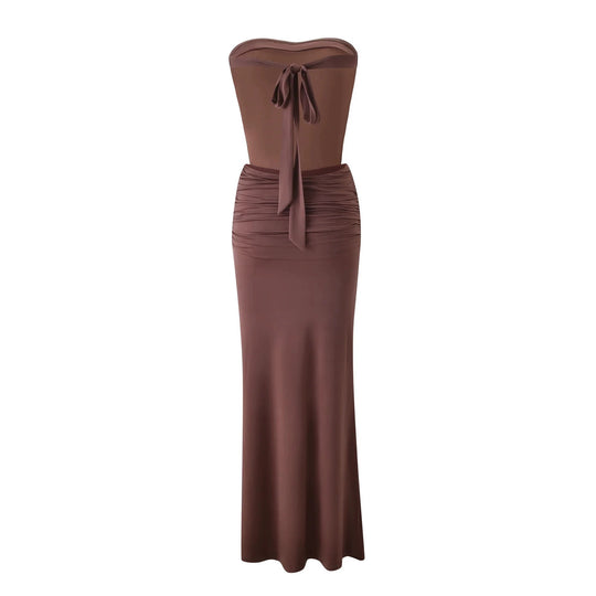 Damen Langes, figurbetontes Maxikleid mit gerafftem Oberteil R&B