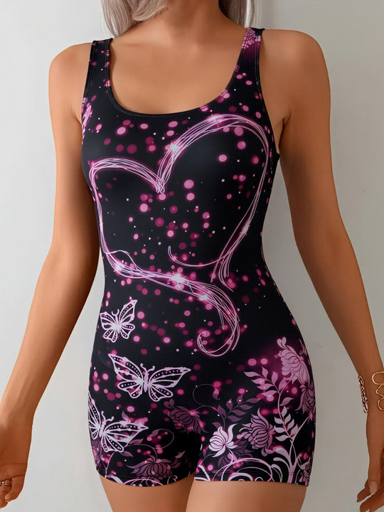 Damen Sportlicher Schwimmanzug mit modernem Druck R&B