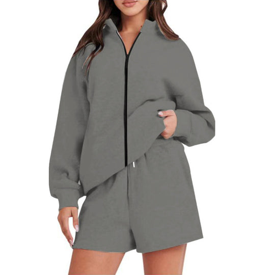 Damen Sportliches Set mit Reißverschluss und lockerer Passform R&B