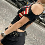 Damen modisches lässiges Crop-Top mit praktischem Rüschensaum R&B