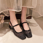 Damen Slingback-Pumps mit floralem Spitzenmuster und elegantem Blockabsatz R&B