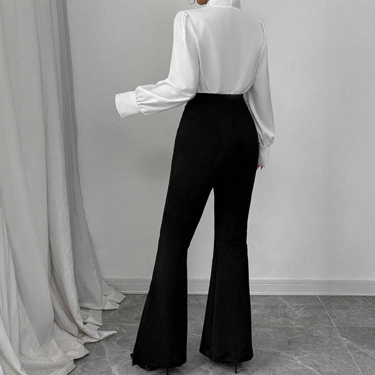 Damen Flared-Hose mit hohem Bund und fließendem Schnitt R&B