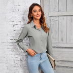 Damen Elegantes Blusenshirt mit feiner Steppnaht und tailliertem Schnitt R&B
