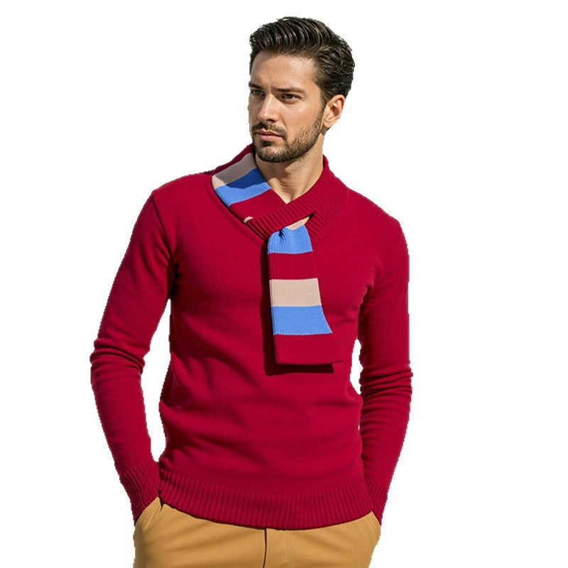 Herren eleganter Pullover mit modernem V-Ausschnitt und feinen Rippdetails R&B