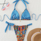 Damen Triangel-Bikini mit verspieltem Mustermix