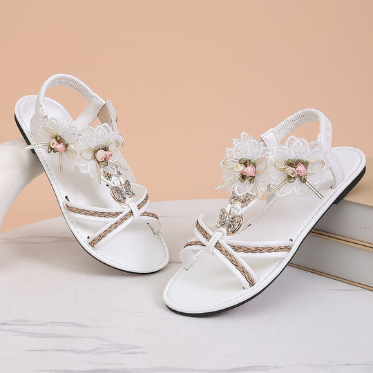 Damen elegante Riemchen-Sandalen mit floralem Design R&B