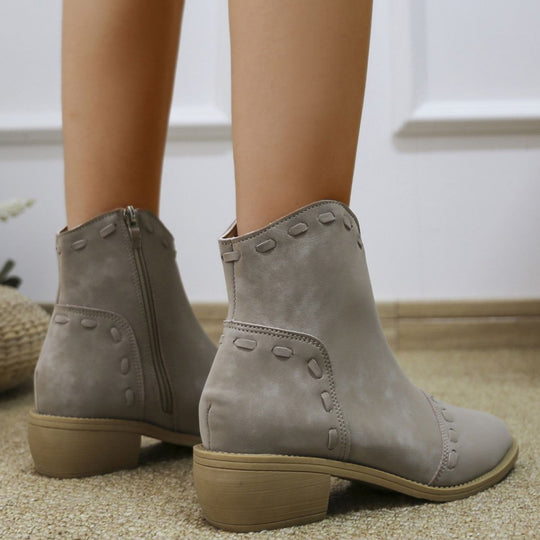 Damen elegante Stiefeletten mit modischen Ziernähten und praktischen Reißverschluss R&B