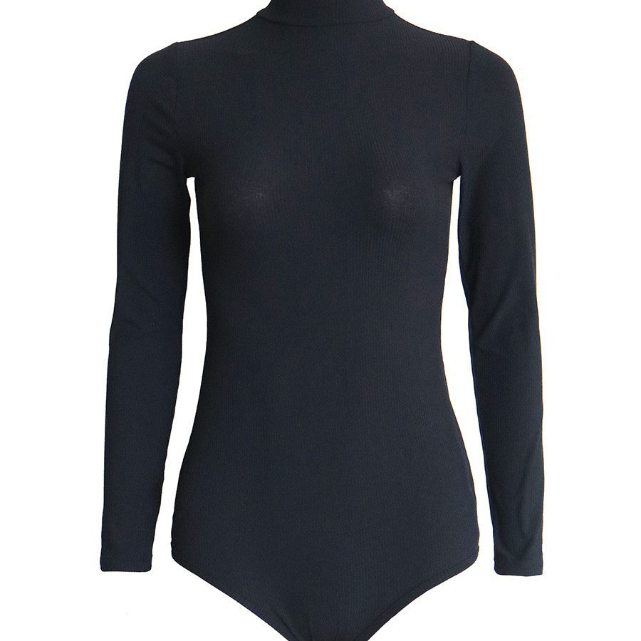 Damen figurbetontes Langarm-Bodysuit mit Rollkragen R&B