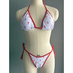 Damen Triangel-Bikini mit verspieltem Hummerdesign und verstellbaren Bändern R&B