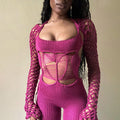 Damen Trendiger Strickanzug mit tiefem V-Ausschnitt und cut-out Design R&B