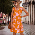 Damen Sommerliches Wassertropfen-Kleid mit fließendem Schnitt und Rüschen R&B