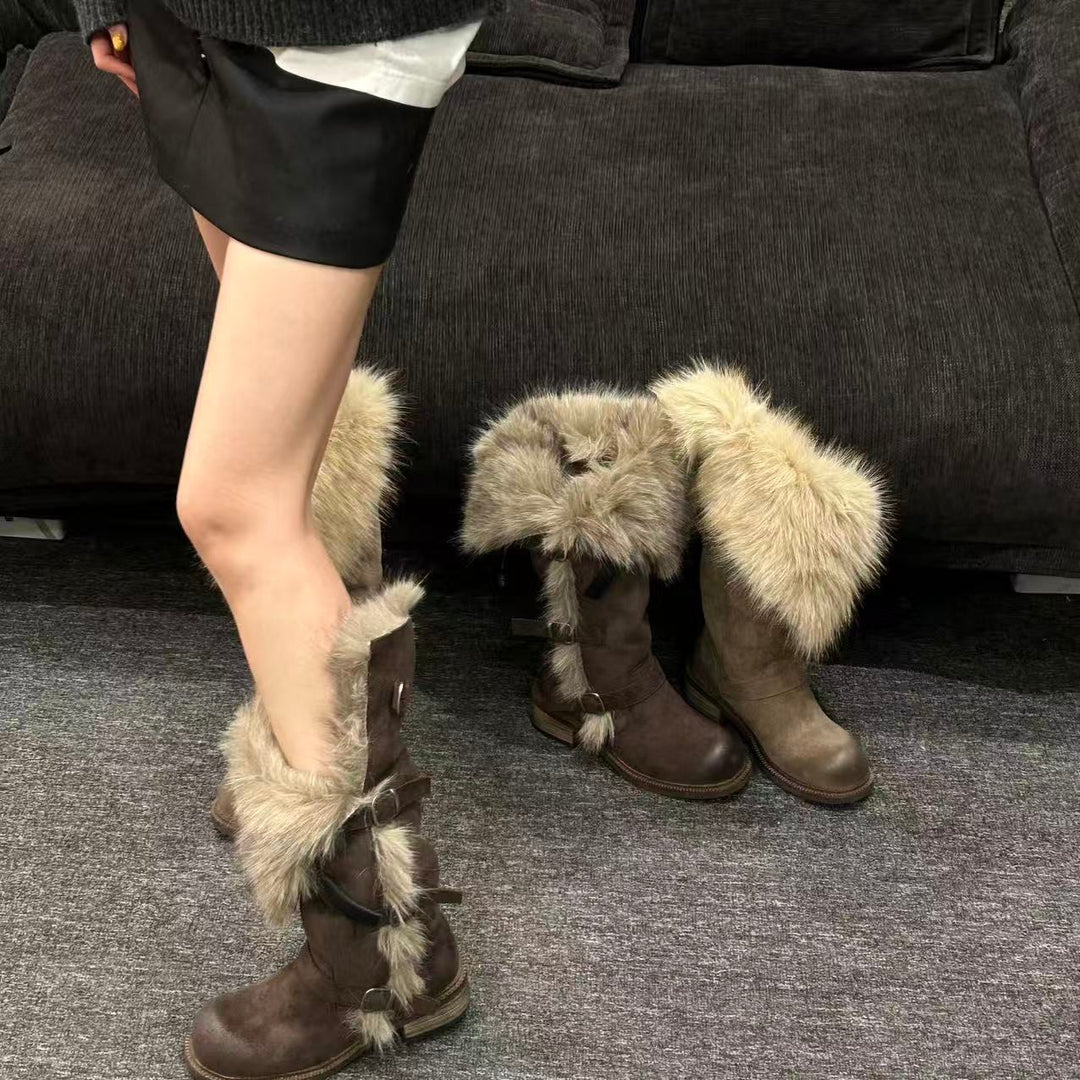 Damen Kuschelige Winterstiefel mit luxuriösem Fellkragen R&B