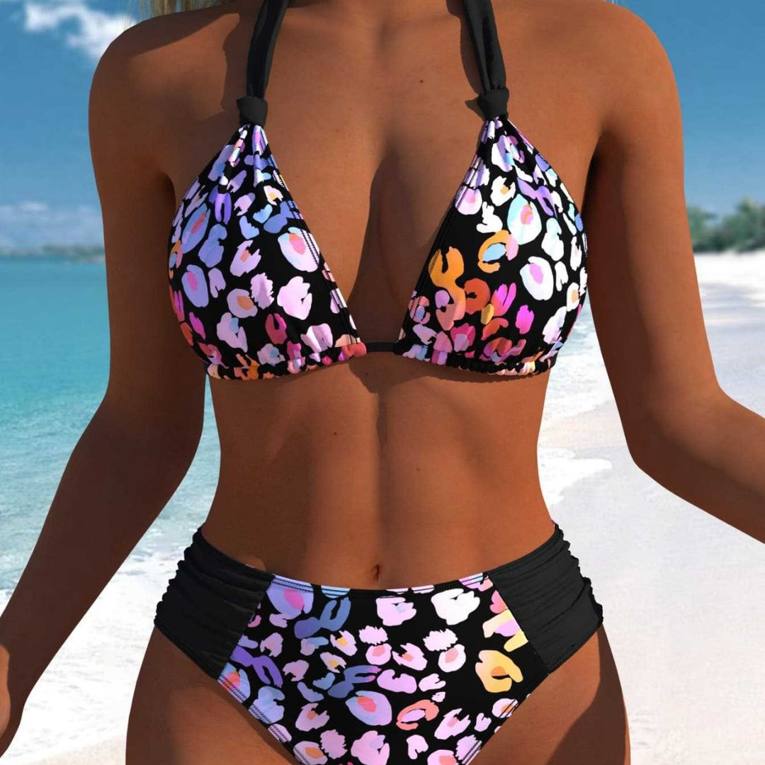 Damen Wickel-Bikini-Set mit floralem Design und hohem Bund R&B