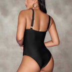 Damen Einteiliger Badeanzug mit modischem Mesh-Detail