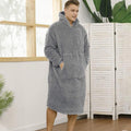 Herren Kuscheliger Fleece-Bademantel mit Kapuze und Taschen