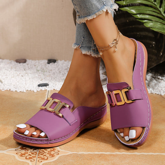 Damen Offene Mules mit modischem Schnallen-Detail R&B