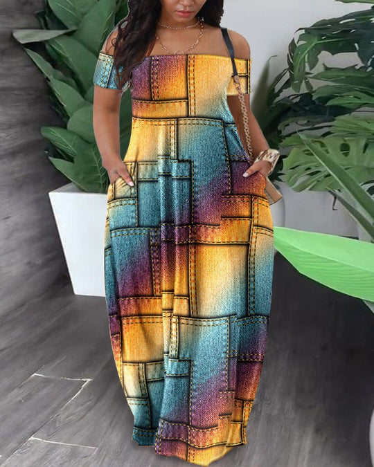 Damen Maxi-Kleid mit Off-Shoulder Design R&B