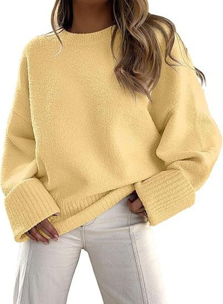 Damen Flauschiger Oversized Pullover mit breiten Bündchen R&B