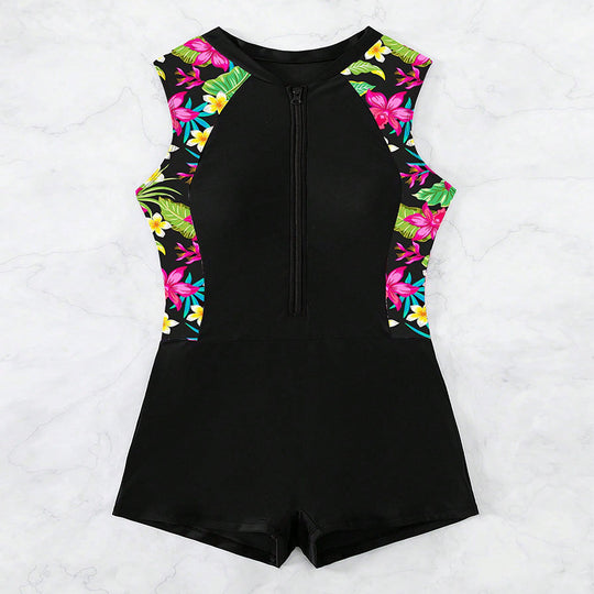 Damen Schwimmanzug mit floralen Einsätzen R&B