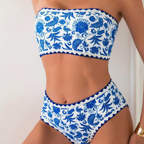Damen Bandeau-Bikini mit trendigem floralen Design R&B