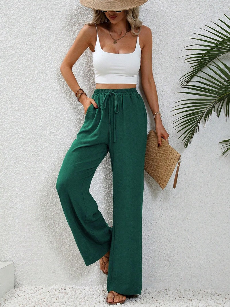 Damen Weite High-Waist Hose mit elastischem Bund und lässigem Schnitt R&B