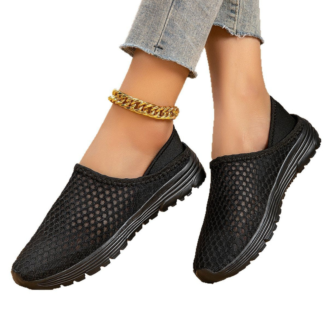 Damen nan luftige Schlupfsneaker mit Honigwaben-Strickoberteil und gedämpfter Komfortsohle R&B