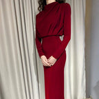 Damen Elegantes Wickelkleid mit Raffungen und langem Schnitt R&B