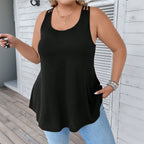 Damen lässiges Tanktop mit dekorativen Trägerdetails und asymmetrischem Saum R&B