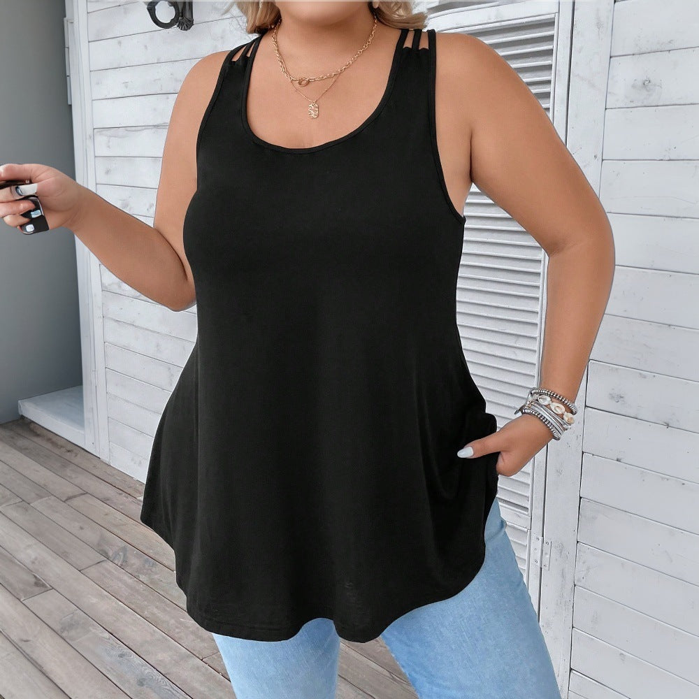 Damen lässiges Tanktop mit dekorativen Trägerdetails und asymmetrischem Saum R&B