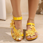Damen Sandalen mit floralem Dekor und elastischen Riemen R&B