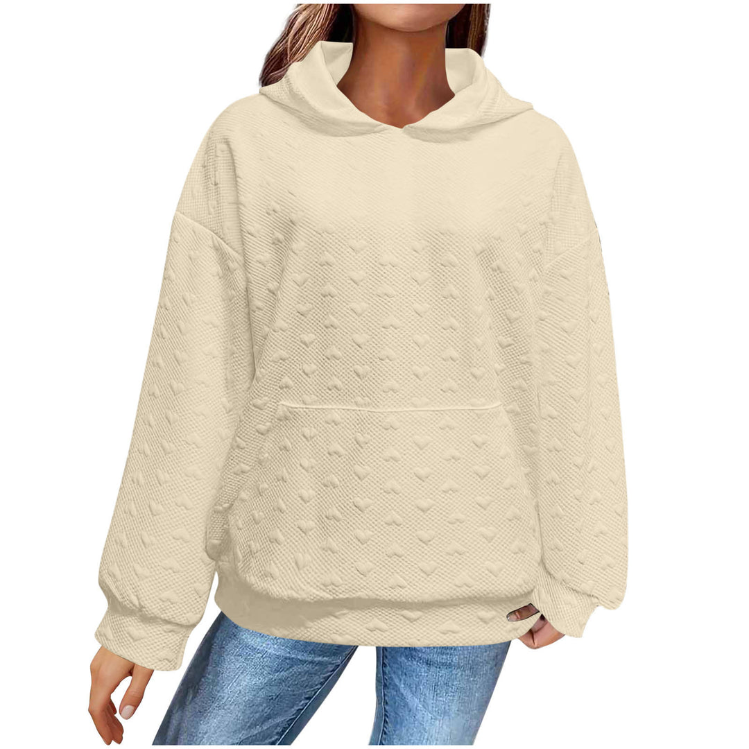 Damen Kapuzenpullover mit strukturiertem Herzmuster R&B