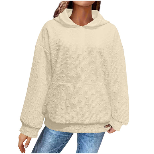 Damen Kapuzenpullover mit strukturiertem Herzmuster R&B