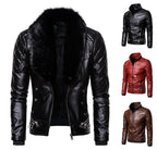 Herren Bikerjacke mit glamourösem Kunstfell-Kragen und modischen Details