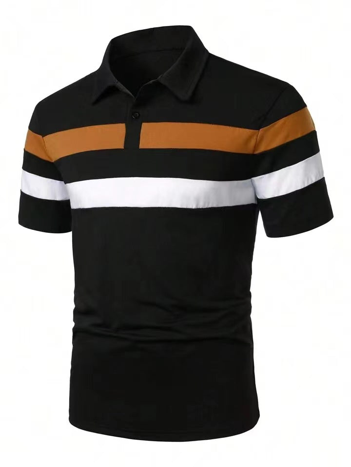 Herren Polohemd mit modernem Farbblockdesign und atmungsaktiven Materialien R&B