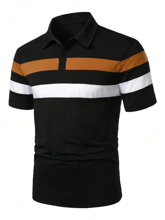 Herren Polohemd mit modernem Farbblockdesign und atmungsaktiven Materialien R&B
