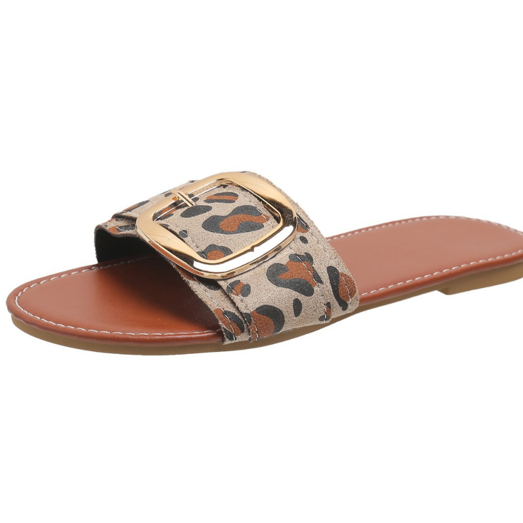 Damen offene Slipper mit modernem Schnallen-Detail R&B